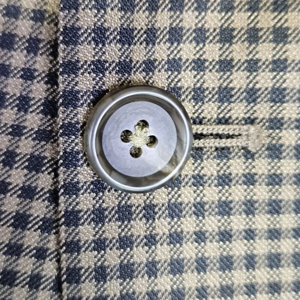 Jos A Bank Blazer Mens 48L Tailored Fit Signature Wool Silk Check Brown Black
